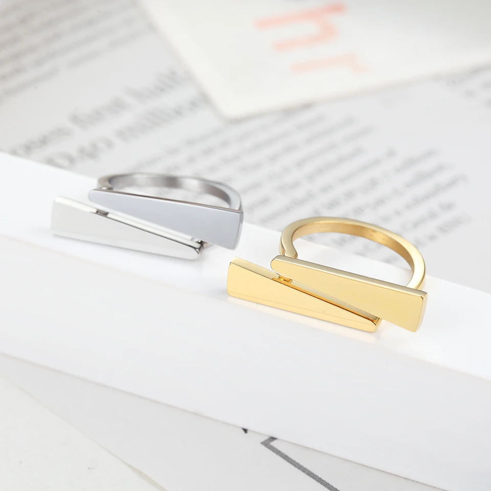 BORASI Damond кольцо в форме V золотого цвета для женщин обручальные кольца из нержавеющей стали новые кольца для помолвки вечерние подарки модные ювелирные изделия