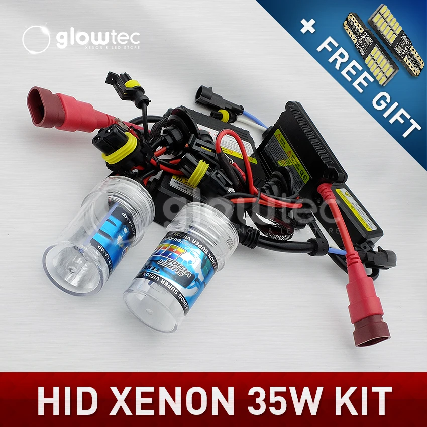 

XENON HID KIT HEADLIGHT LAMP SLIM DC BALLAST Bulbs H7 H3 H7 H8 H9 H11 35W 9005 9006 4300K, 5000K, 6000K, 8000K 10000K GLOWTEC