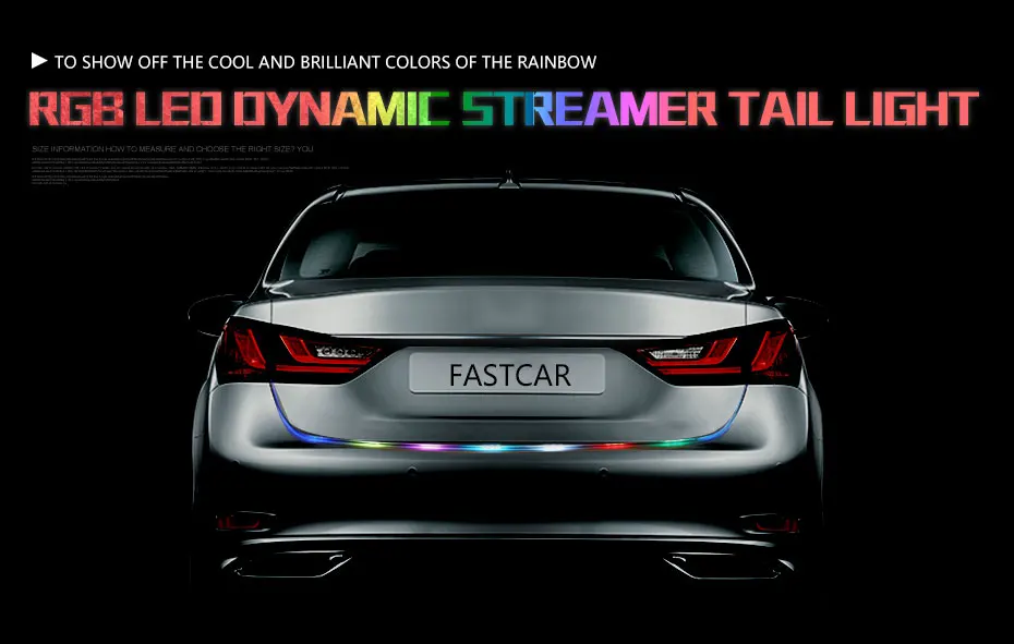 120cm Car Styling RGB LED Strip Lighting Rear Trunk Tail Light RGB Dynamic Streamer Brake Turn Signal Leds Warning Lights Strips (1)