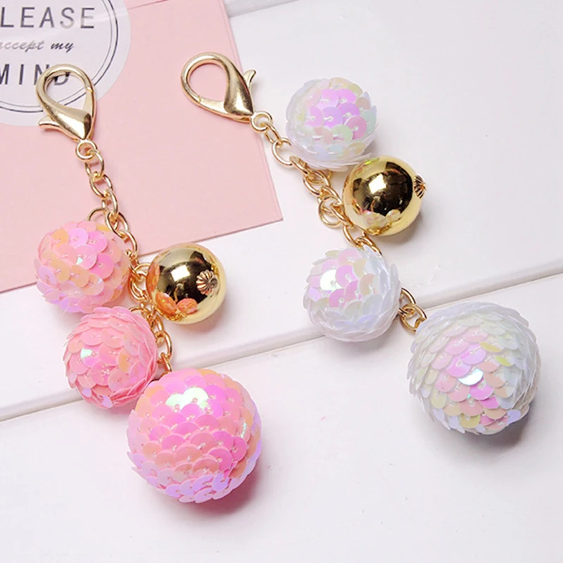 

Fashion Mermaid Keychain Sequins Fish Scale Keyring Key Chain Holder Women Purse Charms Pendant Trendy Jewelry Bag Accessories