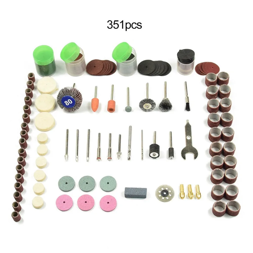 

196pcs/351pcs Mini Drill Kit Fits Electric Sanding Cutting Grinding Tool Dremel Polish Accessory Rotary Tool Carving Machine Kit