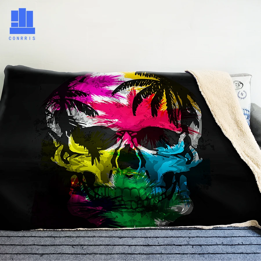 

GNORRIS Skull Oversized Famil Lambskin 3D Print Super Soft Warm Throw Blanket Nether Sofa Lazy Bedding Blanket Cloak