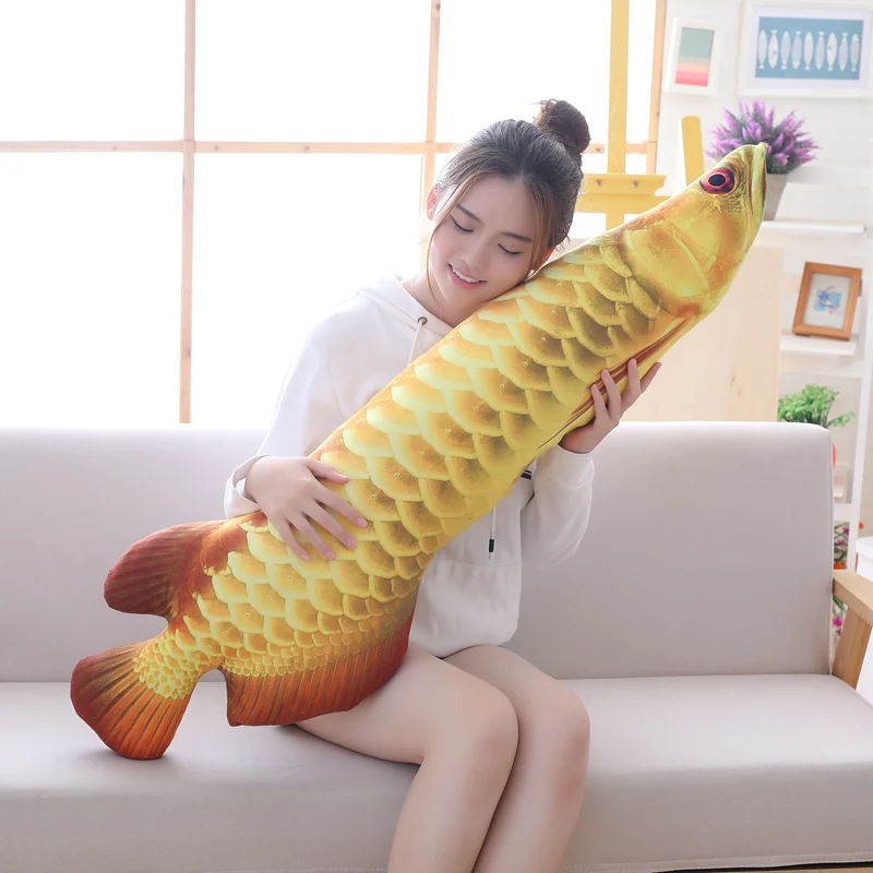 MIAOOWA 1PC Fashion Simulation Fish Stuffed Toy Baby Giant Cute Arowana Fish Plush Doll Funny Kid Girl Gift Soft Pillow Home Dec