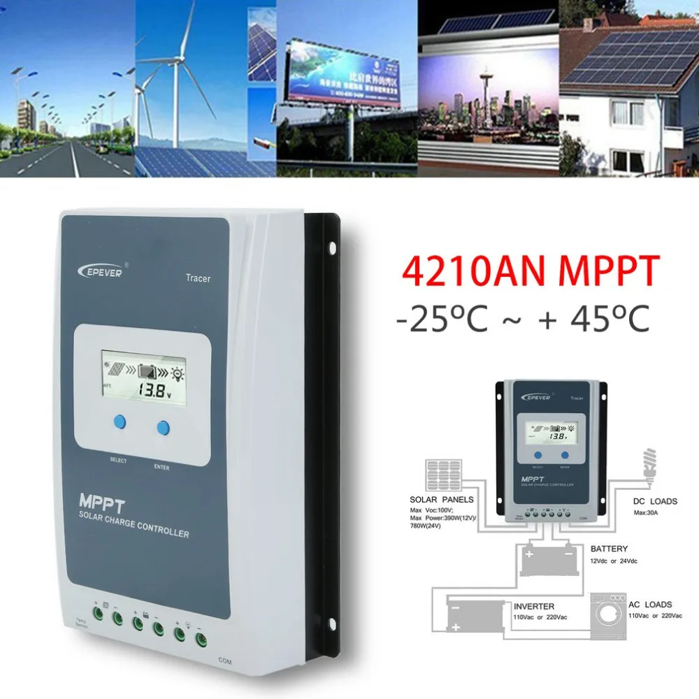 

MPPT-40A 4210AN LCD Display 12/24V Auto Solar Panel Solar Controller Tracer For Solar Battery Charging Solar System
