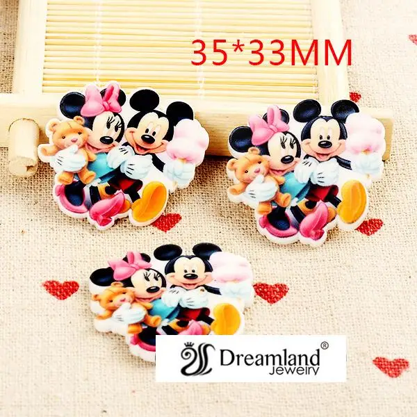 

50pcs/lot 35MM x 33MM Cartoon mouse resin flatbacks for hair bow kawaii flat back planar resin for DIY holiday decoration DF-180