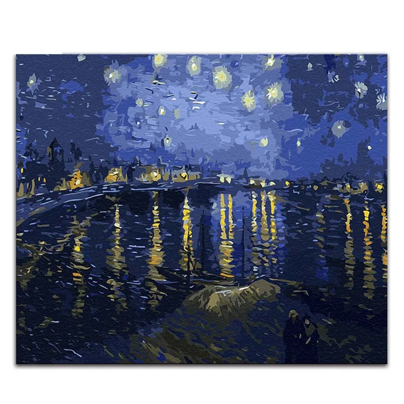 Картина «сделай сам» по номерам картины Винсента Ван Гога «Звездная ночь» Абстрактные Художественные картины с цветами - Цвет: 3330 Starry Night 1