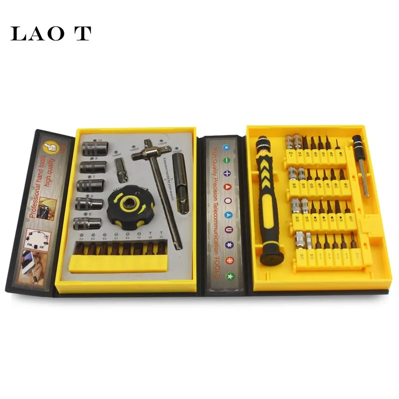 

LAO T 47 In 1 Precision Sleeve Screwdrivers Telecommunication Tools CR-V Electronic Repair Tools Kit For Cell Phone IPhone Compu