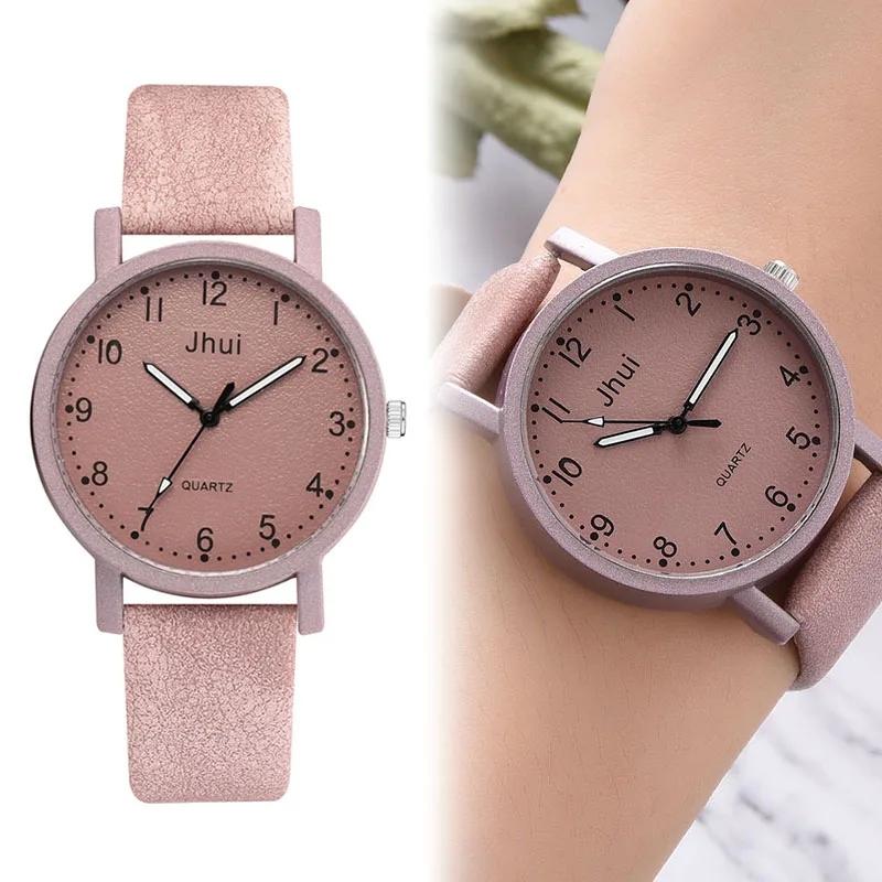 Women Retro Style Quartz Watches Frosted PU Leather Band Casual Watches M8694