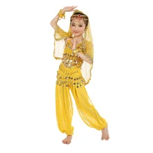 Дети живота детские танцевальные костюмы танец живота Танцы Индийский Болливуд Производительность ткани Топ для девочек+ брюки+ ремень, 3 шт./компл