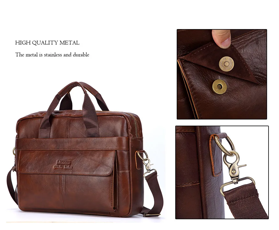 Men Genuine Leather Handbags Casual Leather Laptop Bags Male Business Travel Messenger Bags Men's Crossbody Shoulder Bag