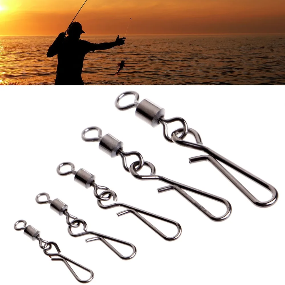 

50pcs Swivels Rolling Swivel Interlock Snap Size/10 8/6/4/2 Hook Lure Connector Terminal Tackle Swivel Fishihooks Device