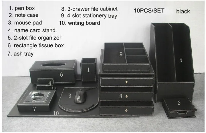 10 шт./компл. деревянный кожаный офисный письменный стол файл канцелярские принадлежности& Органайзер держатель ручки шкафа записи Канцелярский набор K202A