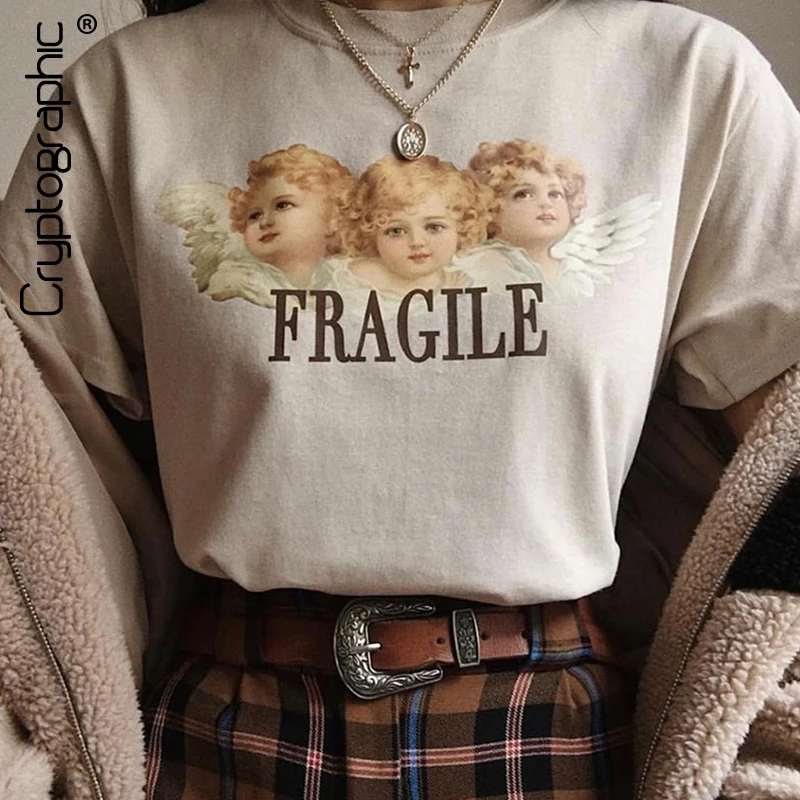 

Cryptographic Aesthetic Letter Print Fashion Women's T-Shirts Cotton Casual Khaki Top Tees Short Sleeve Summer Tee Shirts Basic