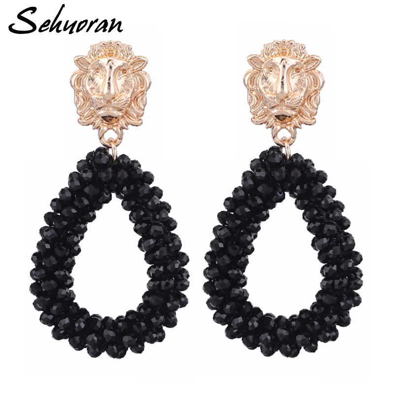 Женские серьги подвески Sehuoran из цинкового сплава с хрустальными бусинами|earrings