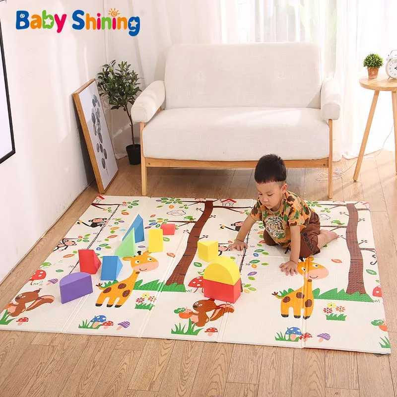Baby Shining Baby Mat Folding Play Mat Crawling Pad XPE Baby Room Carpet Children Floor Mat 200*150cm Playmat for Infants