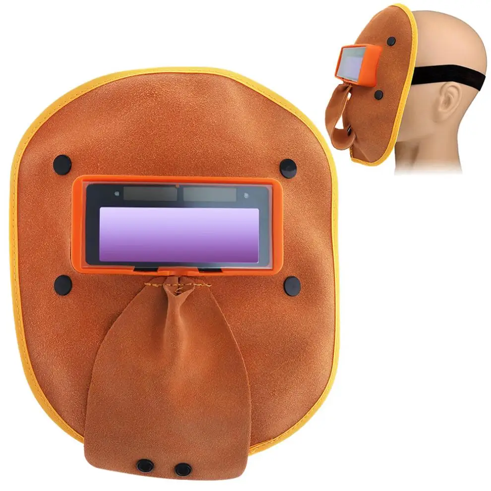 

Sale Welding Eyes Mask Helmet Goggles Portable Artificial Leather Mask with Solar Power Auto Darkening Filter Lens Hood