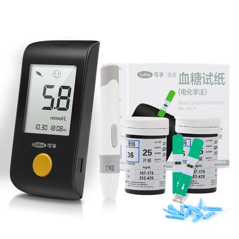 

Cofoe Yiling Blood Glucose Meter & Test Strips & Lancets 50/100pcs Glucosemeter Kit Diabetes Tester Glucose Sensors Monitor