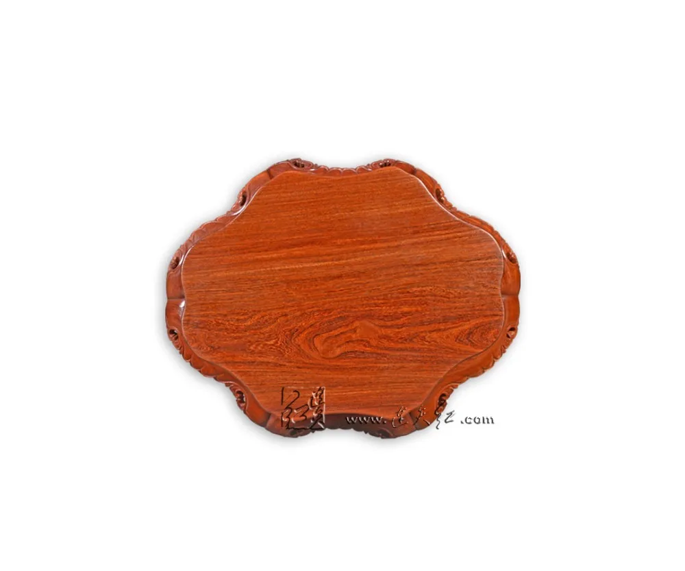 Articles of Luxury Hexapod Incense Table Engraved with Lotus Leaf Patterns China Antique Burmase Rosewood Flower Stand Wooden