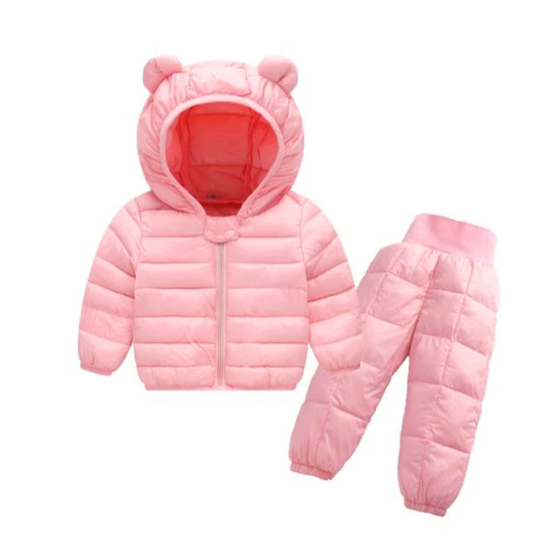 Beste Winter Kinderen Kleding Sets 2 Stuks Capuchon + Broek Warm Baby Meisjes Katoen Gewatteerde Jas Kinderen Winter Suits voor Jongens 1 5Y