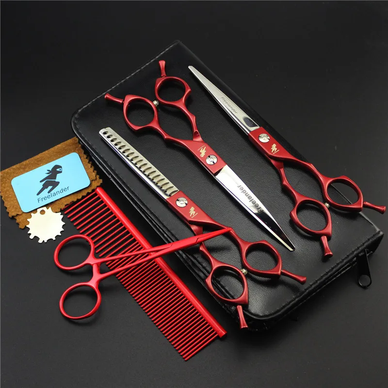Freelander 6.5 Inch Professional Pet Scissors Sets Pet Dog Shears Hair Cutting+curved+thinning