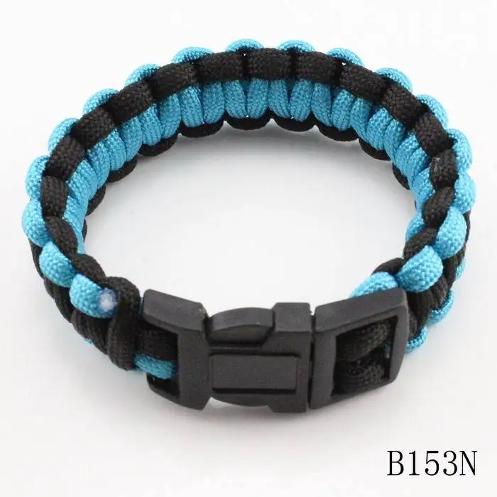 Дешевый парашютный шнур для кемпинга, аварийный паракордовый браслет для выживания, ювелирные изделия для мужчин - Окраска металла: Blue Black