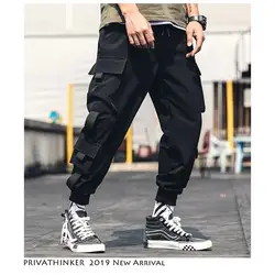 Privathinker Для мужчин ремень Ankel Длина джоггеры Штаны 2019 комбинезоны Для мужчин японский уличная мешковатые спортивные брюки с карманами