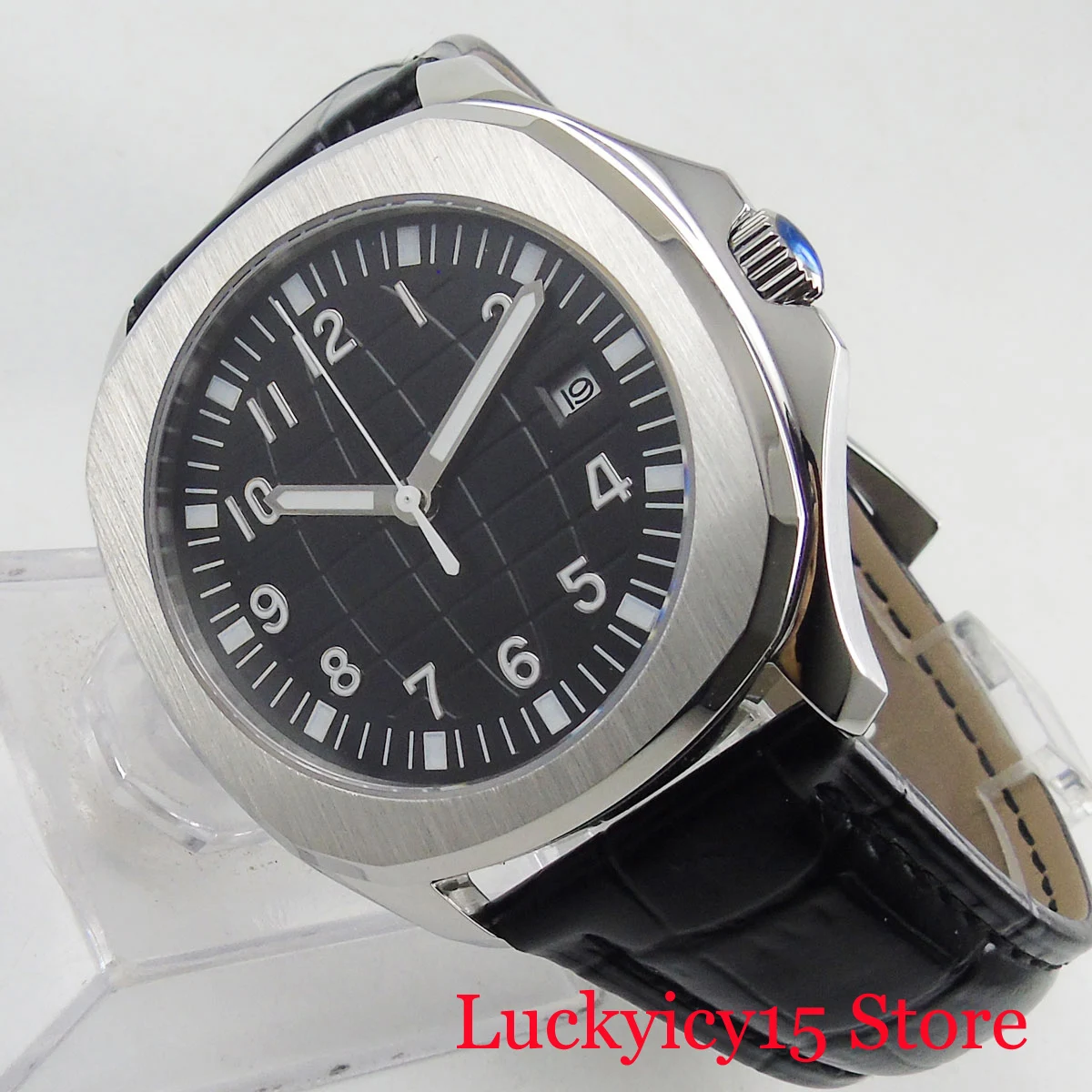 

BLIGER Sterile 39mm Black Dial Automatic Men's Watch Sapphire Glass Leather Strap