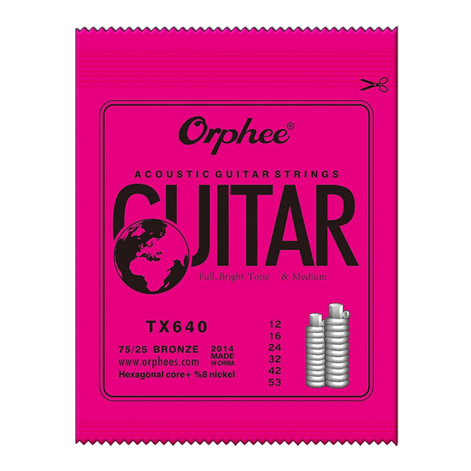 Orphee 10 компл./упак. струна для акустической гитары шестиугольная Ядро+ 8% Никель Полный Бронзовый яркие тона и дополнительный светильник очень светильник средне-10 шт - Цвет: TX640