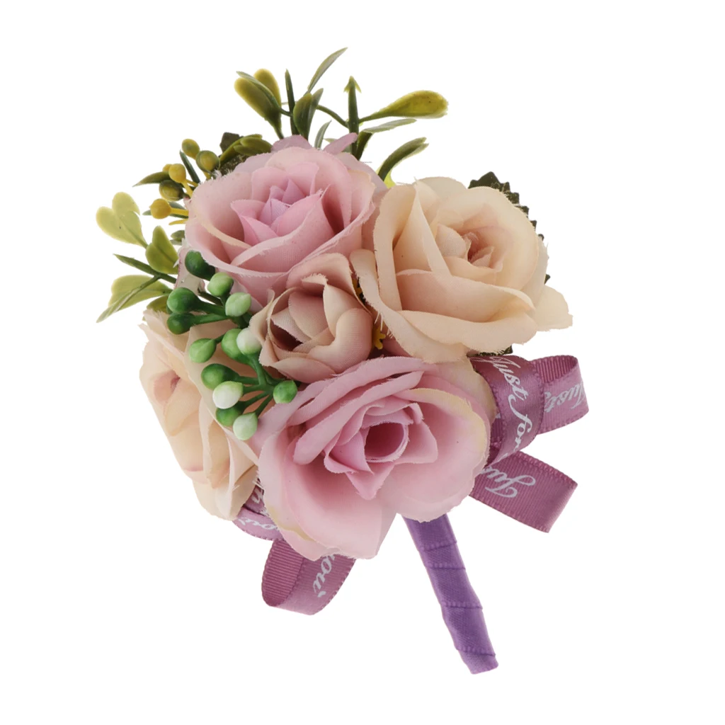 Wedding Flower Corsage Groom Bridal Best Man Boutonniere Prom Party Decor