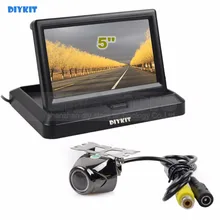 Diykit 5 дюймов складной заднего вида Мониторы автомобиля Мониторы HD Водонепроницаемый металла заднего вида автомобиля Камера парковка Системы комплект