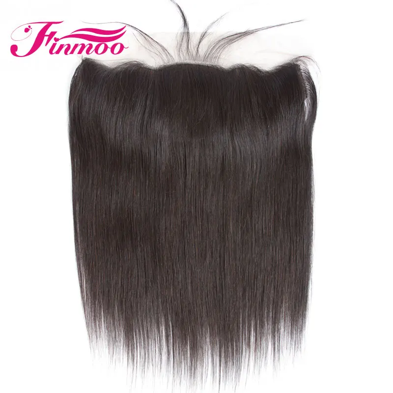 

Finmoo 13*4 Silk Base Straight Lace Frontal Closure Peruvian Remy Hair Natural Color Free Middle Three Part Bleached Knots