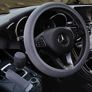 

Car Steering Wheel Cover braid + Handbrake cover + Car Automatic Covers ice Silk Gear shift 3pcs Car Accessories Anti-slip