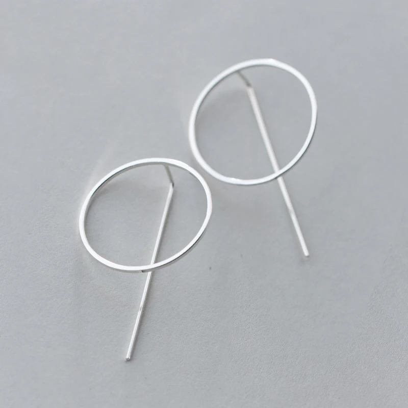 

MloveAcc Real 925 Sterling Silver Large Circle Earrings for Women Ladies Statement Jewelry Korean Earrings Pendientes Brincos