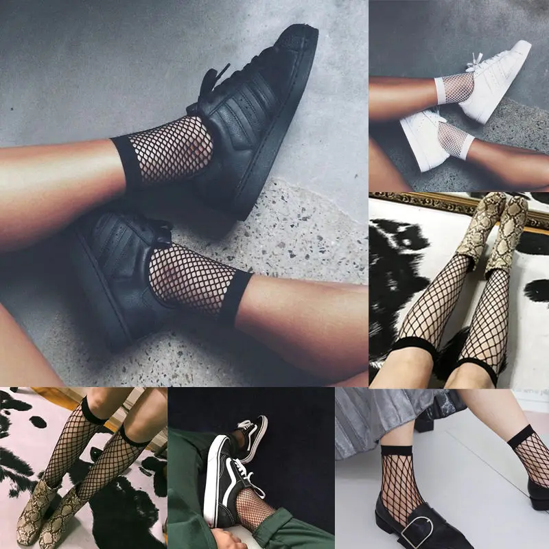 

Hot Sexy Women Socks 2019 Fashion Ruffle Fishnet Ankle High Socks Ladies Causal Hosiery Mesh Lace Fish Net Short Socks