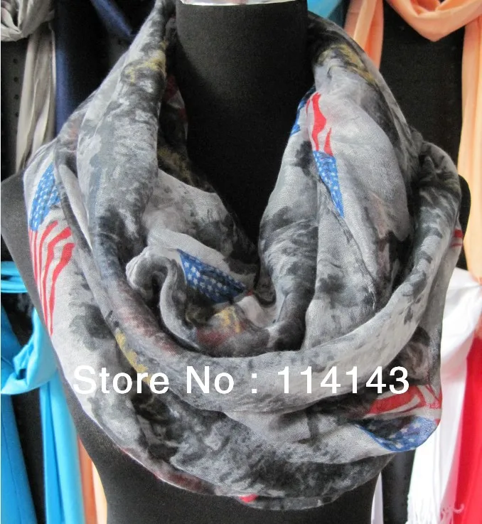 

Vintage US American Flag Print Infinity Scarf Neck Circle Loop , Free Shipping