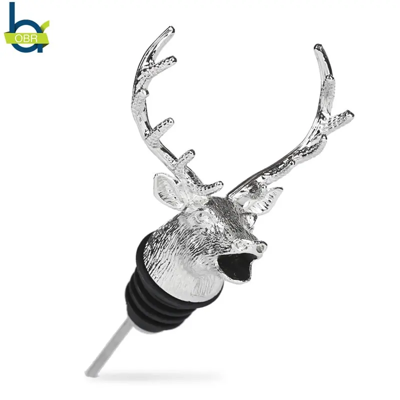 OBR Deer Head Wine Pourer Zinc Alloy Wine Bottle Cork Pourer Stopper