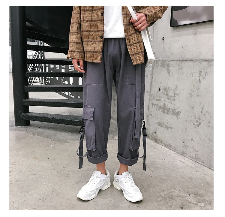 Новые рабочие брюки мужские модные однотонные Ретро повседневные мульти-комбинезоны с карманами мужские уличные хип-хоп свободные