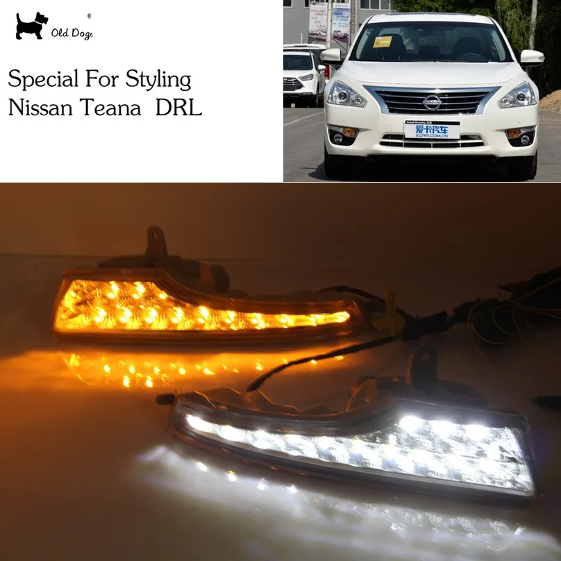 Car Flashing 2Pcs DRL For Nissan Altima Teana 2013 Daytime Running Lights fog lamp cover headlight 12V Daylight