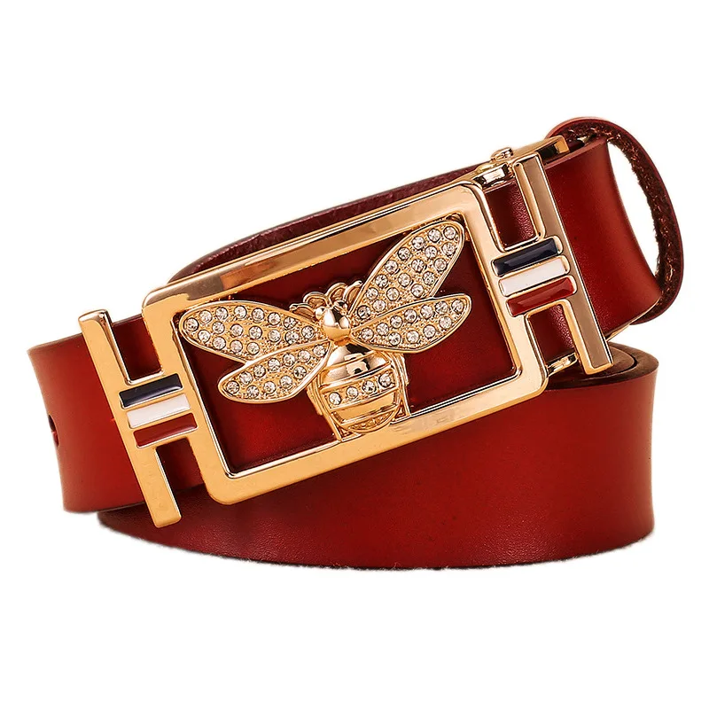 Bee Belt Real Genuine Leather Belt Women Ladies Luxury Brand Women