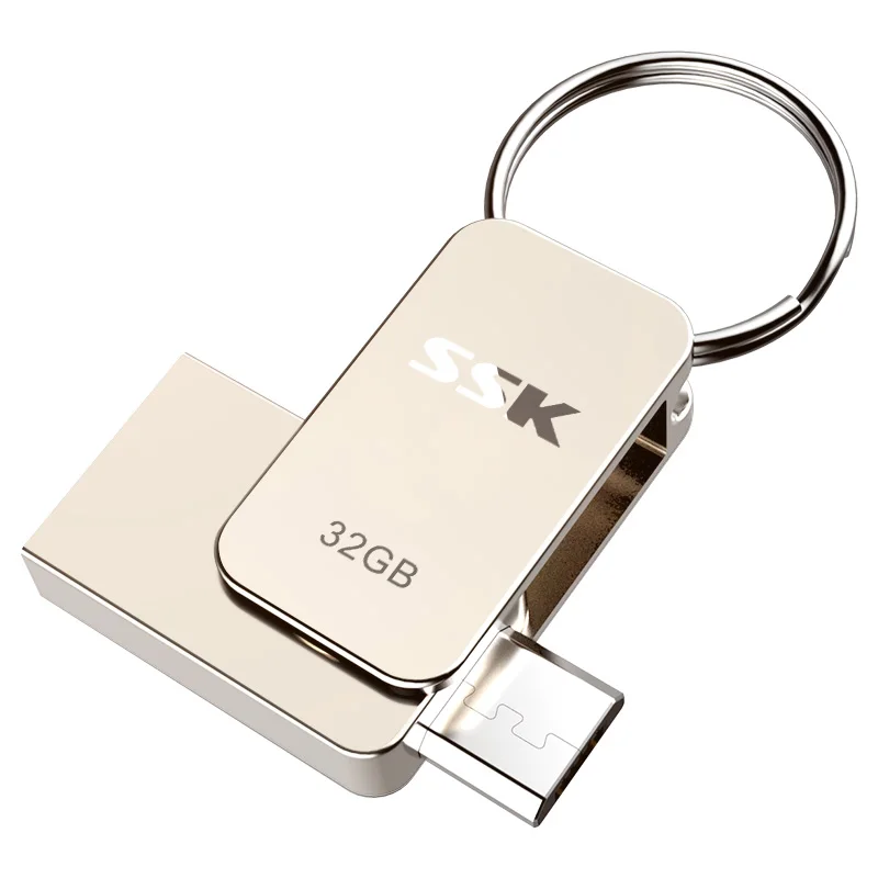 SSK SFD276 USB флеш-накопитель 16 Гб металлический OTG флеш-накопитель высокоскоростная USB карта памяти 32 Гб флеш-накопитель реальная емкость 8 Гб USB флеш-накопитель U диск - Цвет: Серебристый