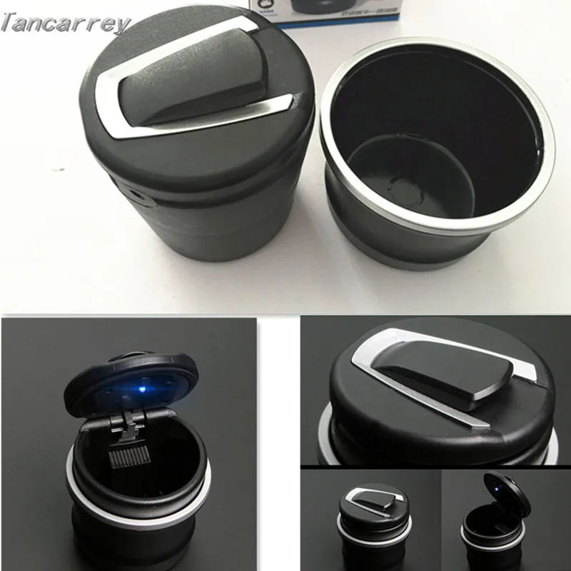 

car styling LED Ash Tray Ashtray Storage Cup for SsangYong Actyon Turismo Rodius Rexton Korando For KIA RIO Ceed For VW Golf