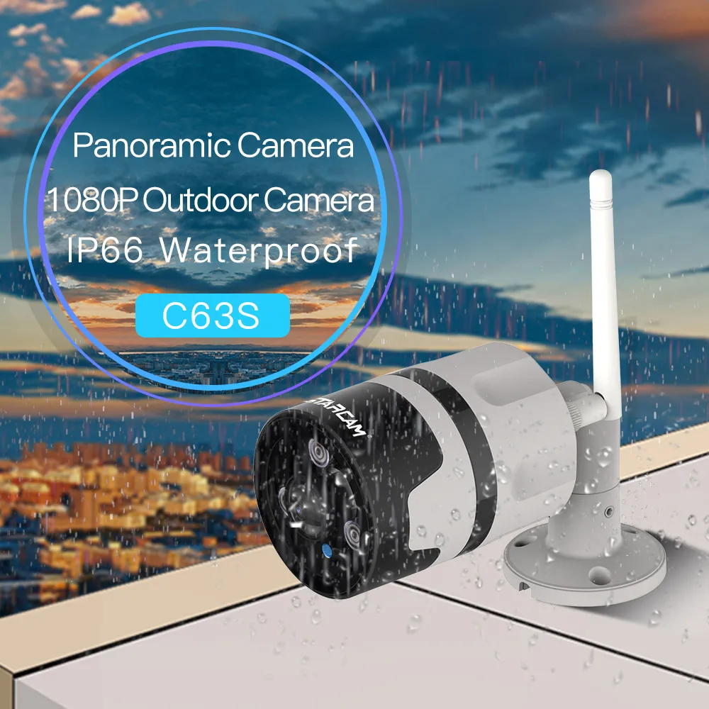 VStarcam C63S wi fi 1080P наружная 180 панорамная камера безопасности высокопроизводительная низкая мощность SoC чип IP66 водонепроницаемый и пыленепроницаемый