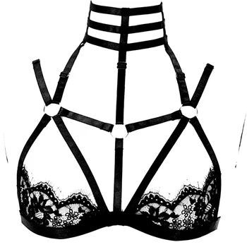 

Body Harness Bra Women Top Cage Lingerie Breast Belt Adjust Punk Goth Strappy Bralette Lace Halloween Club Party Festival Rave