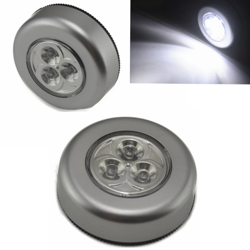 Автомобильный сенсорный светильник 1 шт. мини 3 светодиодный беспроводной светильник для шкафа сенсорный светильник на батарейках нажмите на багажник автомобиля сенсорный светильник