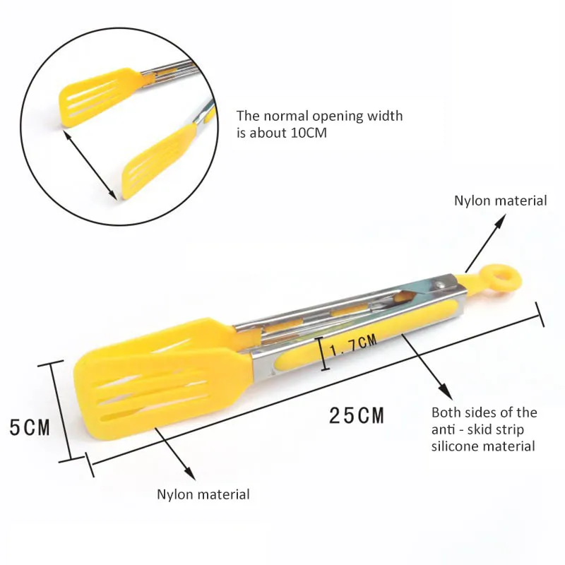 1 шт. Зажим для барбекю кулинарный зажим 9 дюймов нержавеющая сталь кухонные принадлежности еда Tong силиконовый нейлоновый хвостовик десертный Пинцет термостойкий