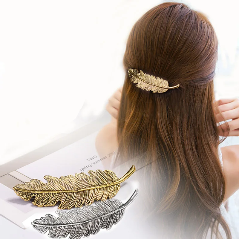 Лист перо зажим для волос шпилька заколка конского хвоста|feather hair clip|leaf clipclip feathers |