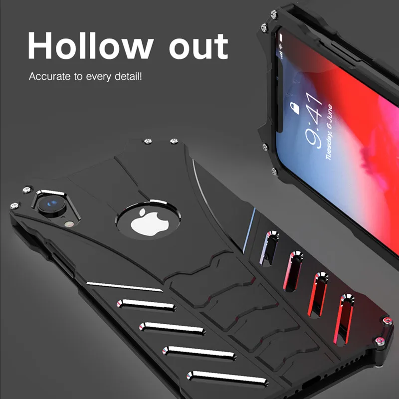 

For Apple iPhone 5 se 6s 7 8 Plus case metal aluminum Shockproof Phone Cover Skeleton head phone case For iPhone X XR XS MAX