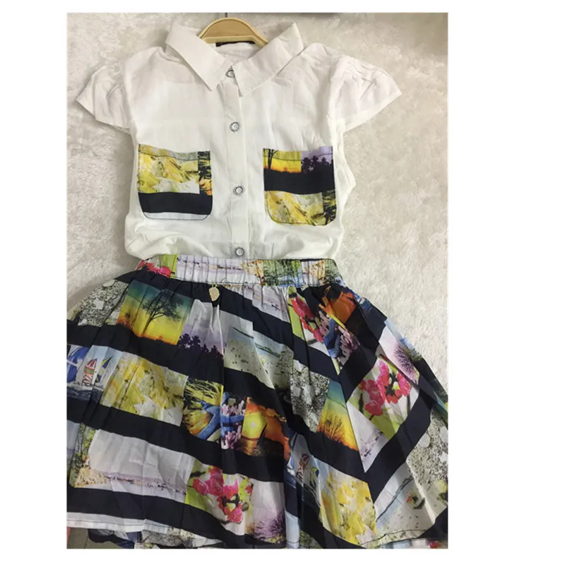 

2018 New Casual Short Sleeve Girl Set Skirt