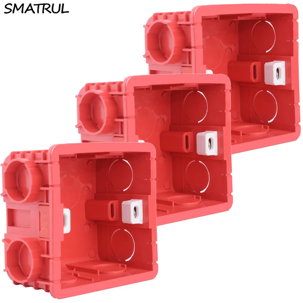 SMATRUL Adjustable Mounting Dark Box Internal Cassette 86 Type Switch Socket Wiring Back Box Ducts Electrical Accessories - Цвет: Dark Box12 RED 3PCS