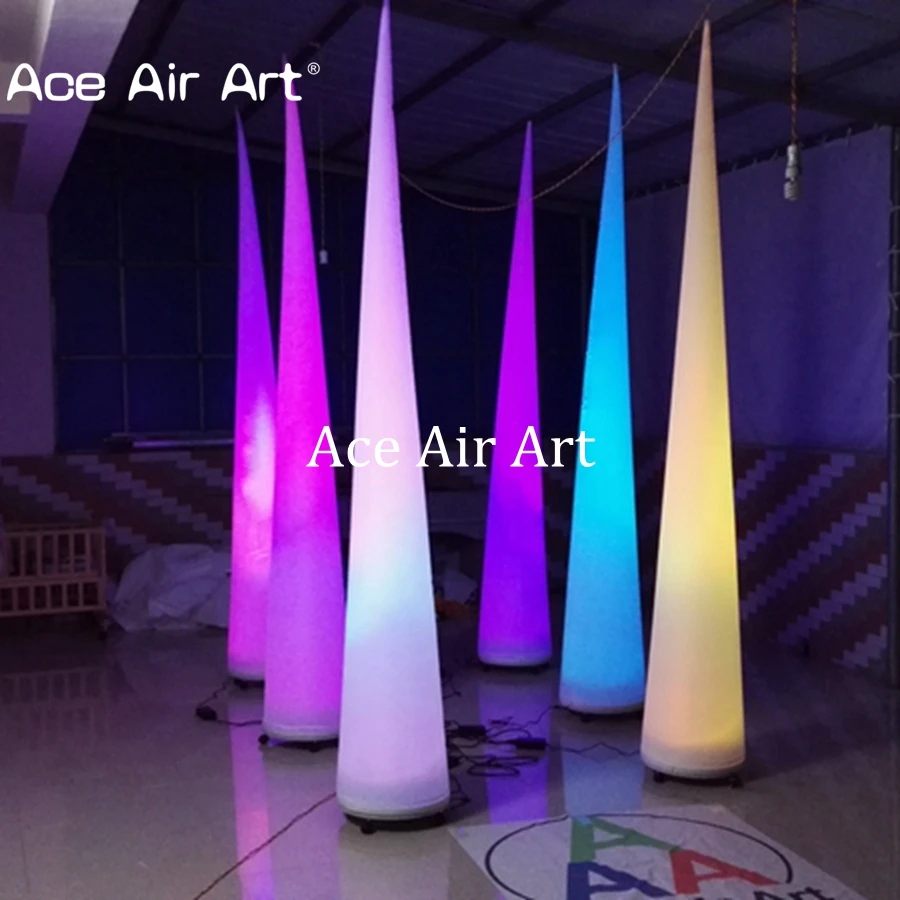 

3m height Hot sale inflatable LED straight tusk/cone come with luminous light for decoration of events IN Chile